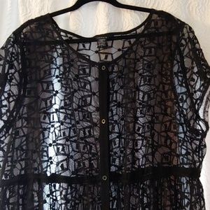 Full Length Black Lace Duster/Swim Cover